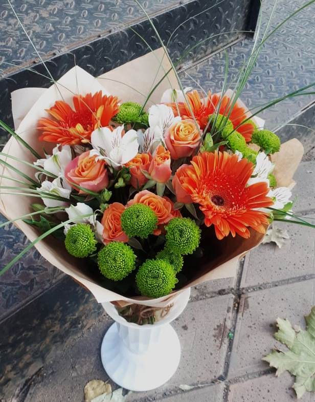 Букет цветов из: Герберы, Хризантемы, Альстромерии и Розы в Карсун