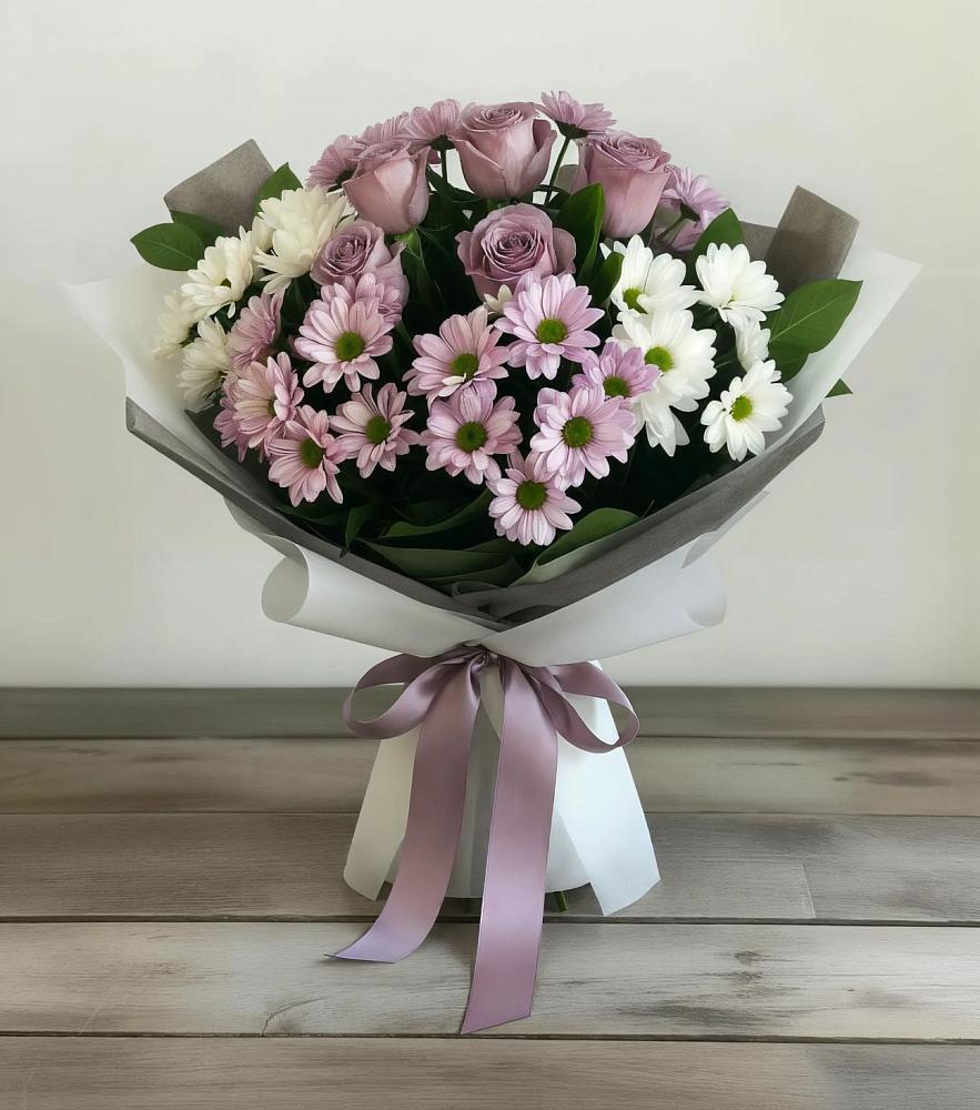 Букет цветов из: Хризантемы и Розы в Карсун