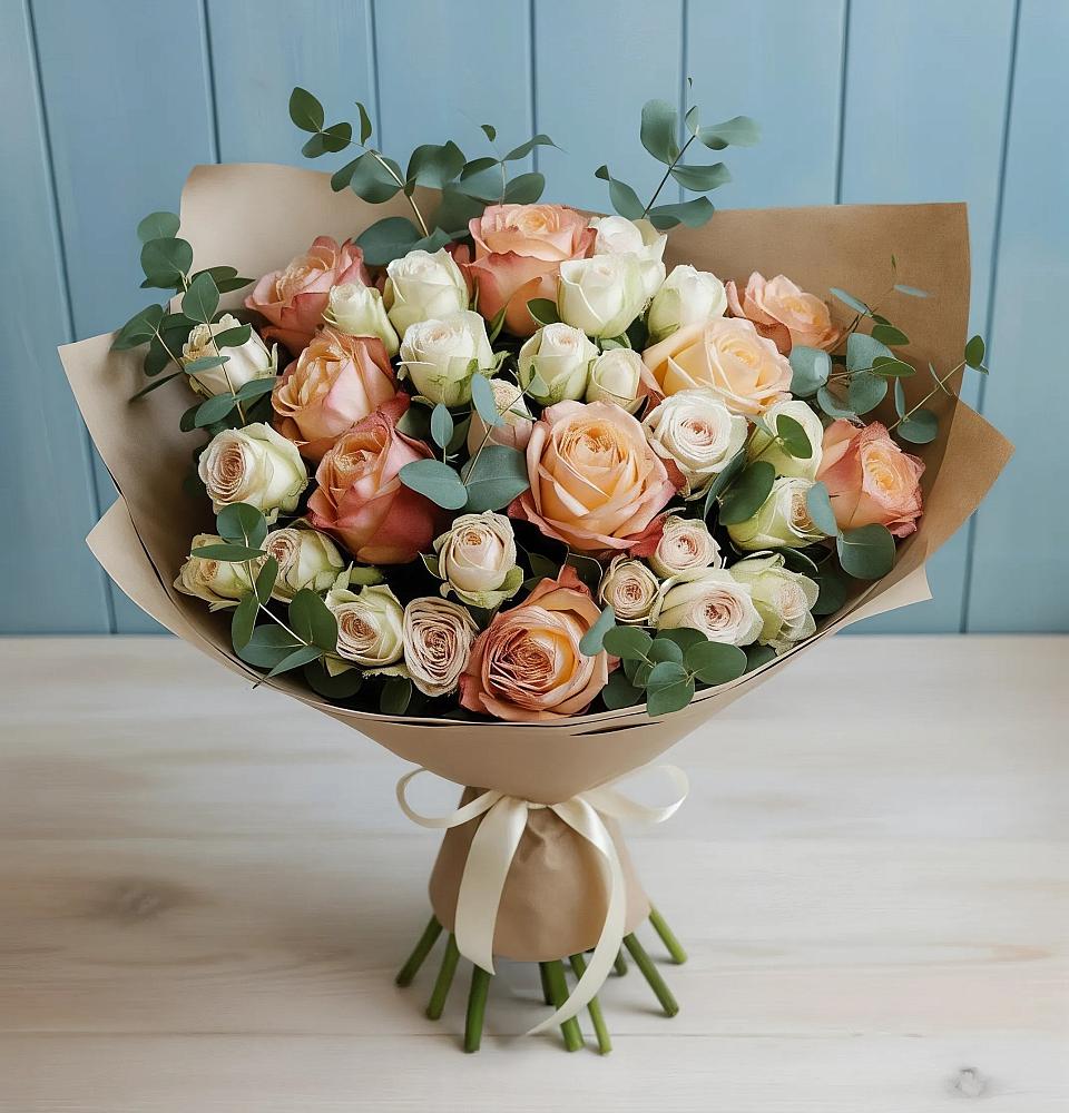 Букет цветов из: Альстромерии и Розы в Карсун