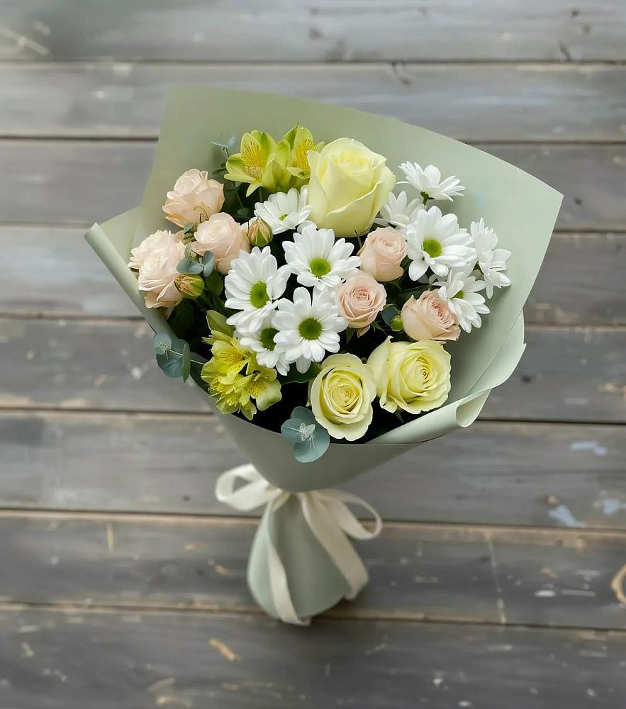 Букет цветов из: Альстромерии, Розы и Хризантемы в Карсун