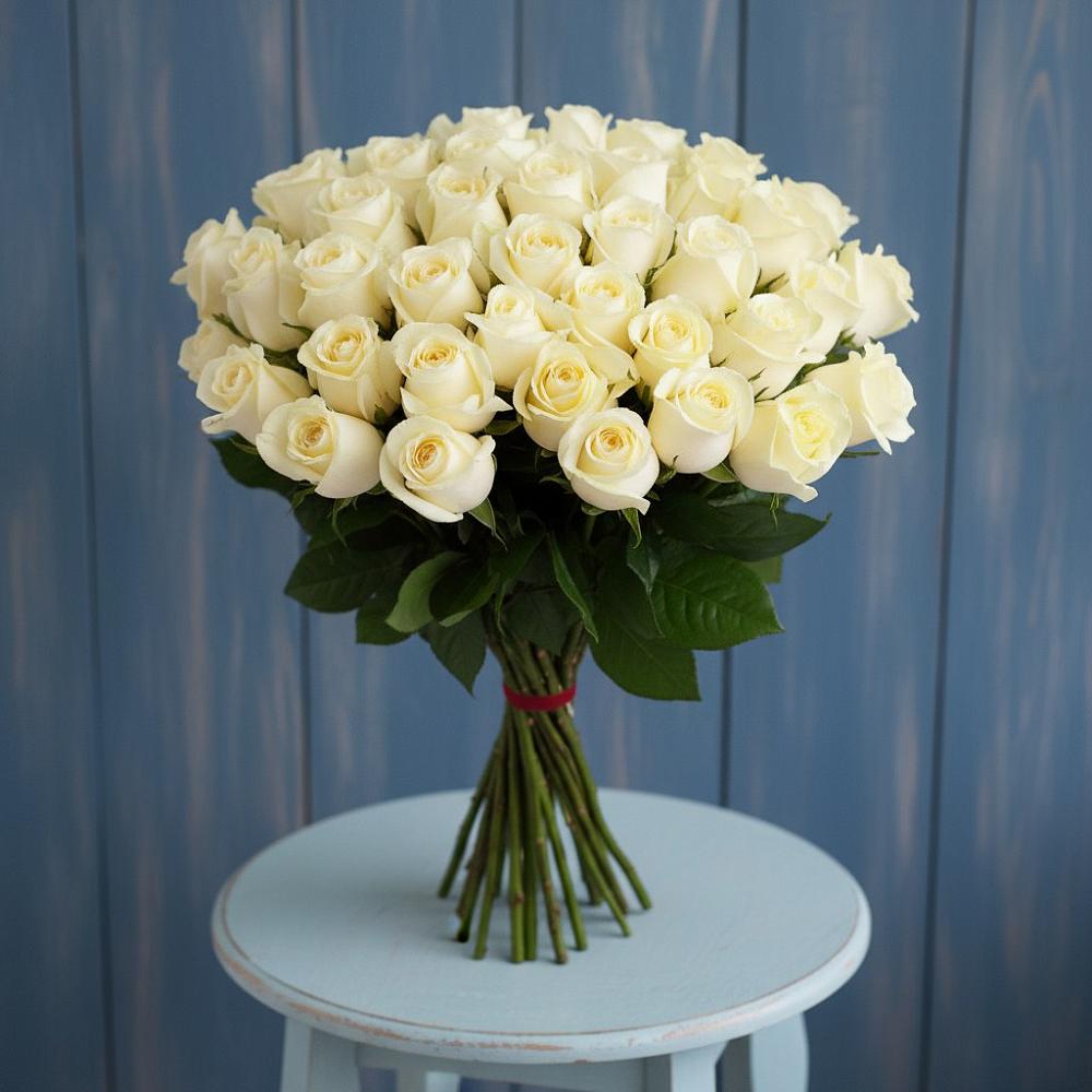 Букет 51 Белая роза Эдлесс Лав в Карсун