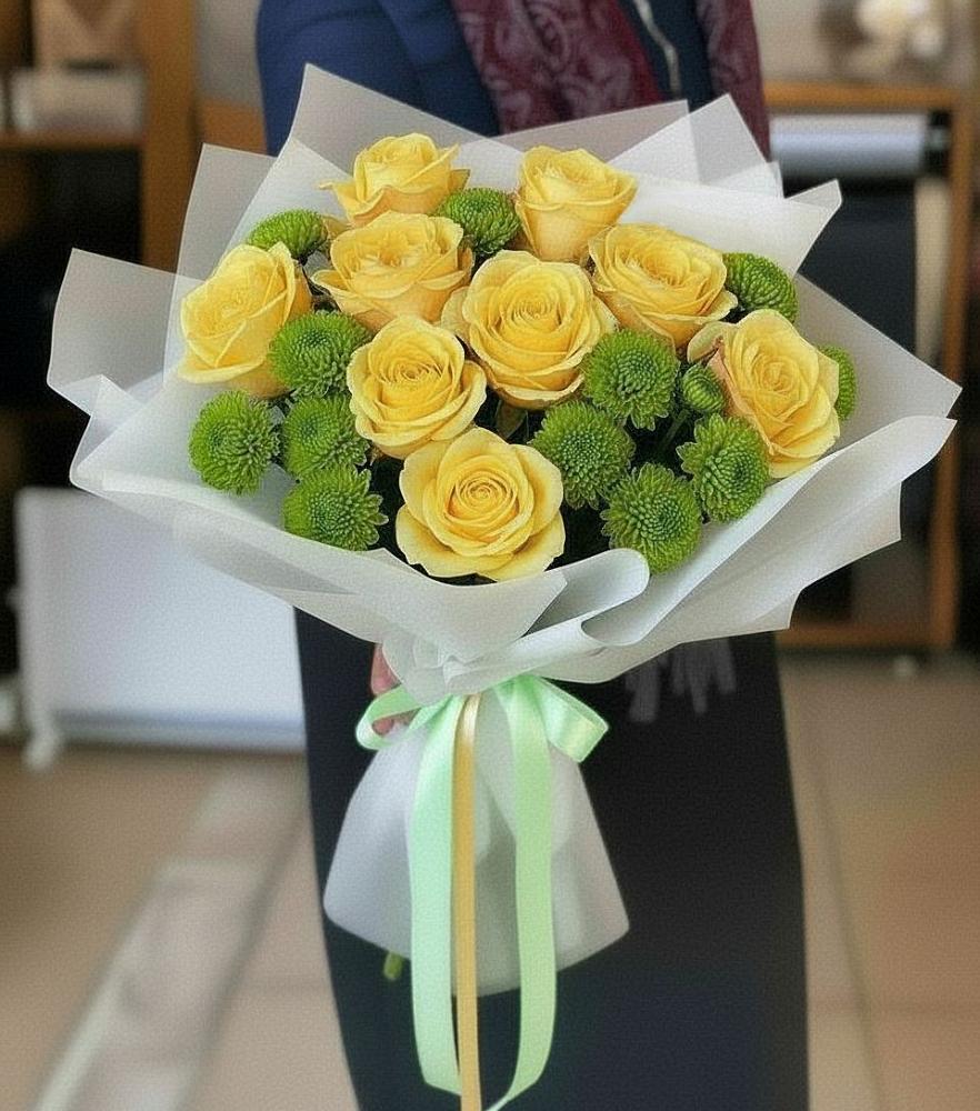 Букет цветов из: Хризантемы и Розы в Карсун