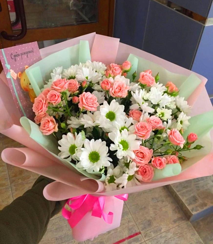 Букет цветов из: Розы и Хризантемы в Карсун