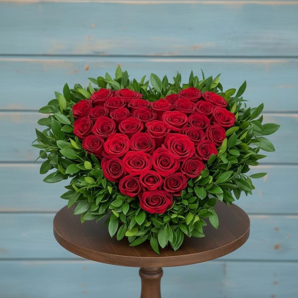 Цветочная композиция из Розы в виде сердца в Карсун