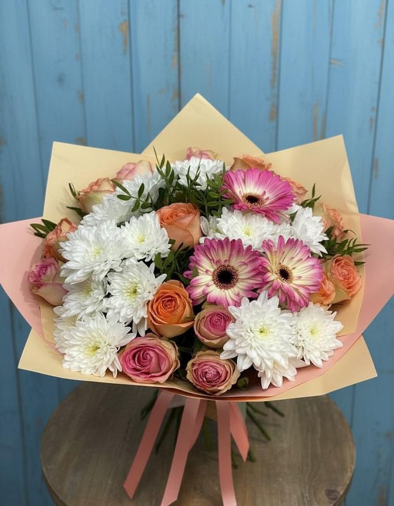 Букет цветов из: Розы, Герберы и Хризантемы в Карсун