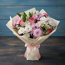 Букет цветов из:  Хризантемы, Альстромерии и Розы в Карсун