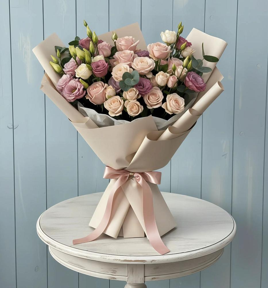 Букет цветов из: Розы и Лизиантусы в Карсун