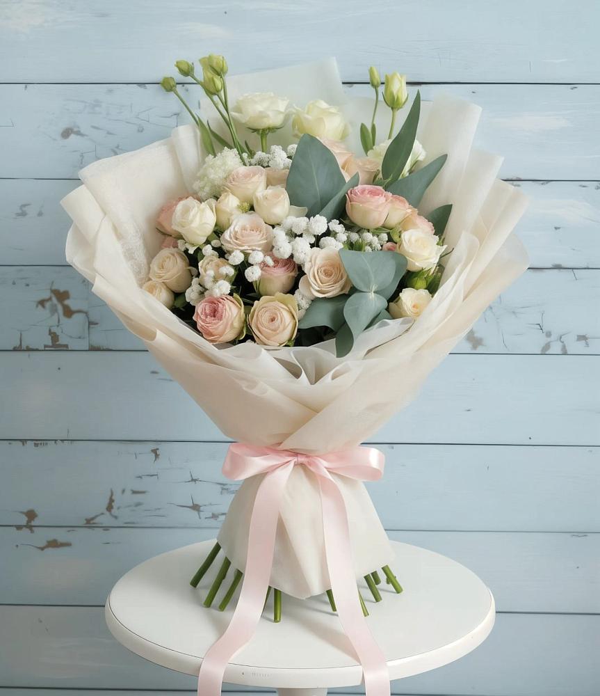 Букет цветов из: Розы и Лизиантусы в Карсун