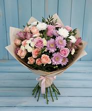 Букет цветов из:  Хризантемы, Розы и Альстромерии #REPLACE_PRED# Карсун