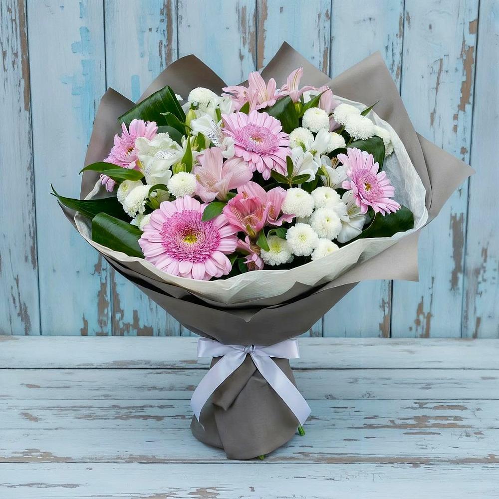 Букет цветов из: Герберы, Альстромерии и Хризантемы в Карсун